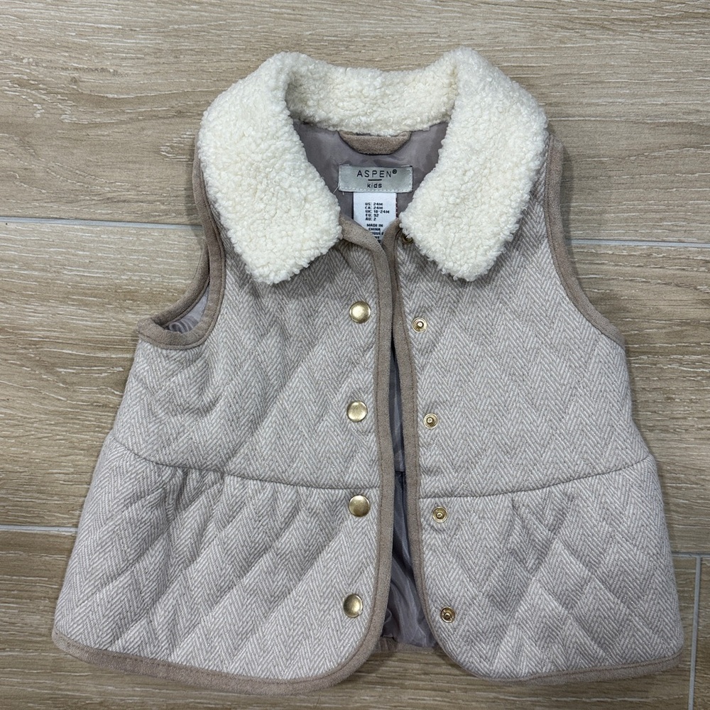 Aspen Kids Beige Quilted Vest